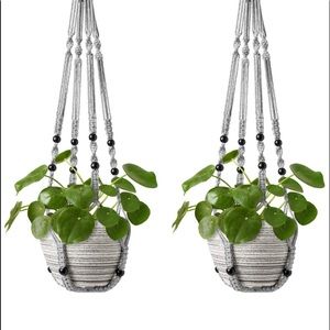 Mkono Macrame Plant Hanger Basket with Wood Beads